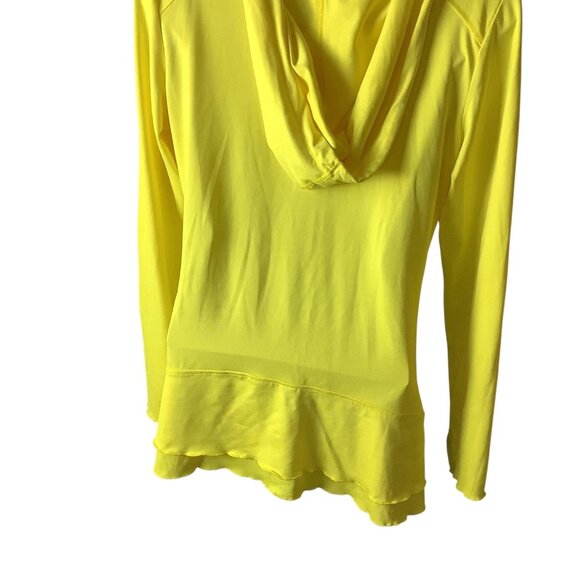 Calvin Klein Performance Quick Dry Womens Yellow Hooded Long Sleeve Ruched Top M - Picture 12 of 12
